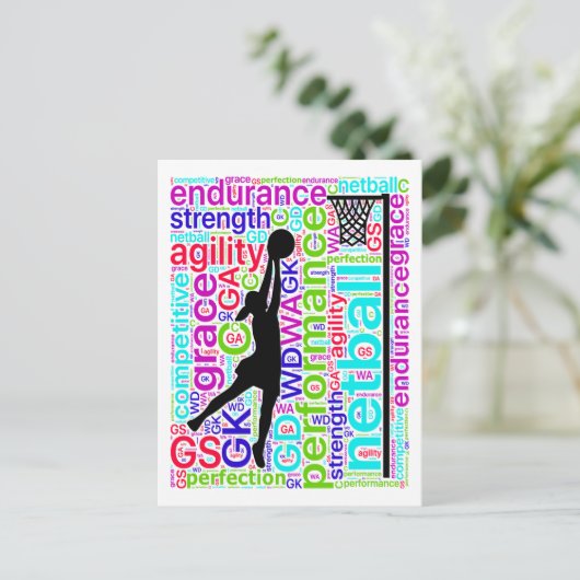 Speler Posities Inspirerend Netball Briefkaart (Staand voorkant)