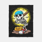 Speler Skeleton Softbal Halloween Kinder Boys Fleece Deken (Voorkant)
