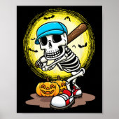 Speler Skeleton Softbal Halloween Kinder Boys Poster (Voorkant)