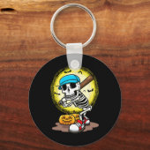 Speler Skeleton Softbal Halloween Kinder Boys Sleutelhanger (Voorkant)