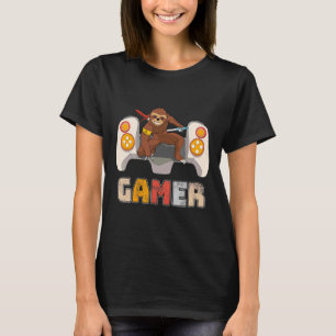 Speler Sloth Game Gamer Gaming Video T-shirt