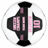 Speler Sport Voetbal Champs Zwart Roze Gepersonali (Voorkant)