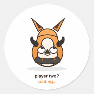 Speler Twee Laadt Moppe Gamer Vos Controller Ronde Sticker