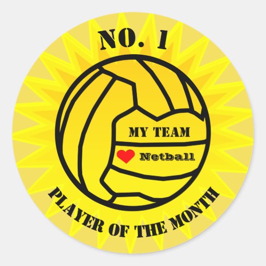 Speler van de maand Netball Beloning Ronde Sticker (Voorkant)