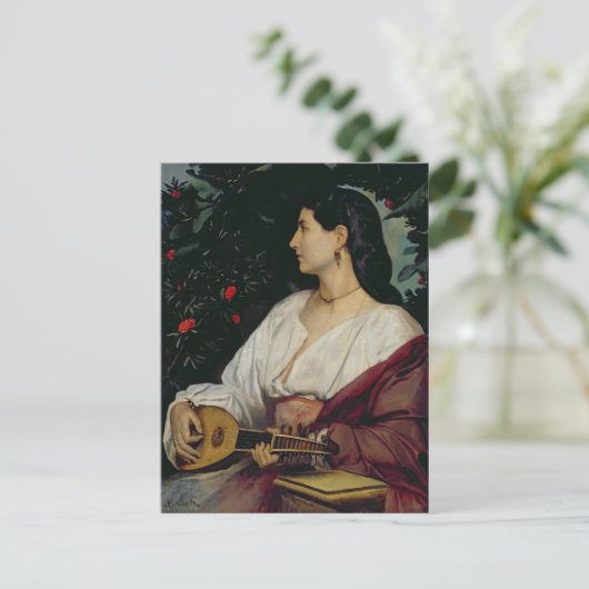 Speler van de Mandoline, 1865 Briefkaart (Staand voorkant)