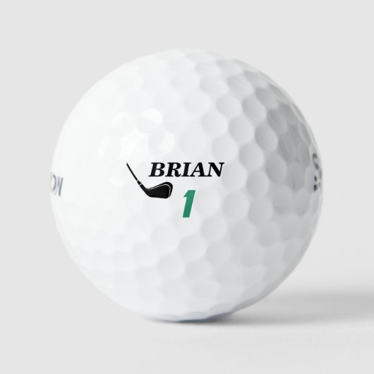 spelerbal met naam en nummer 1 golfballen (Voorkant)