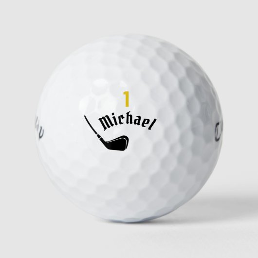 spelerbal met naam en nummer één golfballen (Voorkant)