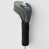 Spelernaam met strepen donkergrijs golfheadcover (Schuin)