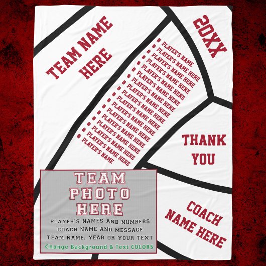 Spelers NAMEN, FOTO, Volleybal Coach Gift Ideeën Fleece Deken