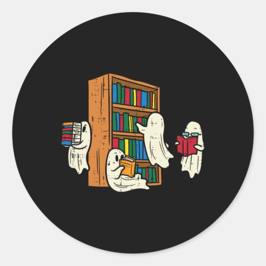 Spelers Reading Books leraar Halloween Librarian B Ronde Sticker (Voorkant)
