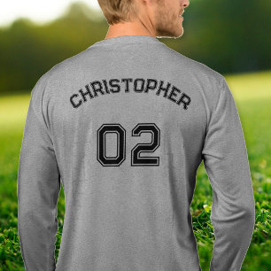 Spelersnaam Rugnummer Grijs Heren Lange Mouwen Tri-Blend Shirt