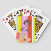 Spelkaart Victoriaans Vrouw: Floral Stripe Pokerkaarten (Achterkant)