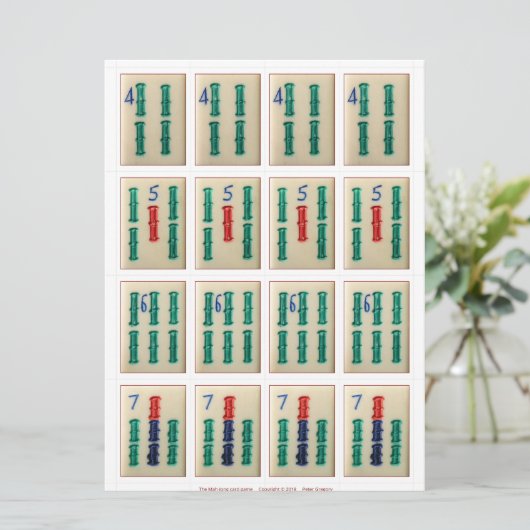 Spelkaarten (4) - Bamboes 4-7 Kaart (Staand voorkant)