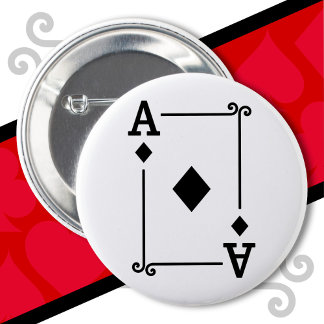 Spelkaarten Costume Ace Diamonds Kaart Ace Kaart Ronde Button 5,7 Cm