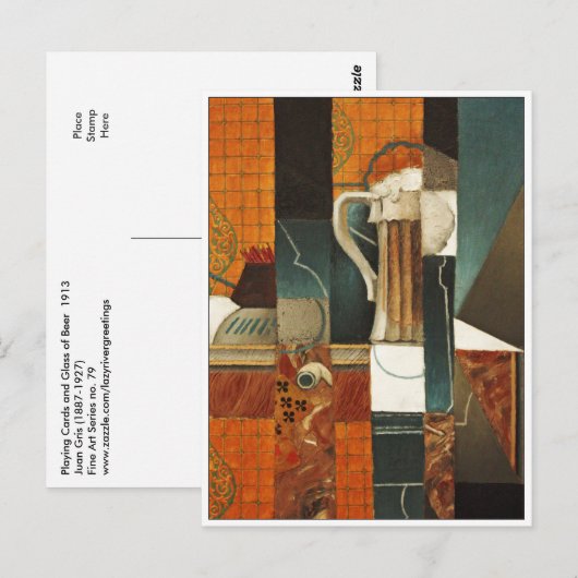 Spelkaarten en bier van Juan Gris Briefkaart (Voorkant / Achterkant)