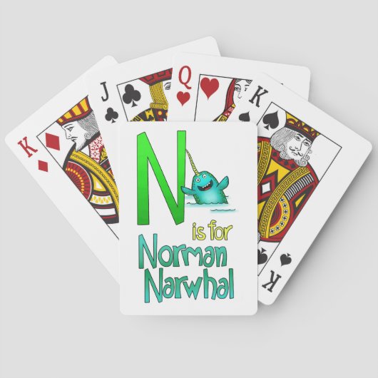 Spelkaarten, N is voor Norman Narwhal Pokerkaarten (Achterkant)