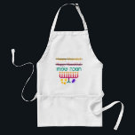 Spell Hanukkah Aprons Standaard Schort<br><div class="desc">Hoe spelt u Hanukkah, er Chanukah, of is het toch Hanukah? Het is duidelijk dat de enige 'juiste' manier om het te spellen in het Hebreeuws is! Een leuk ontwerp met "Happy Hanukkah" en "Happy Chanukah", doorheen en "Chanokah Sameach!" in het Hebreeuws, met een chanukiah (menorah), dreidel en goudgelt onder...</div>