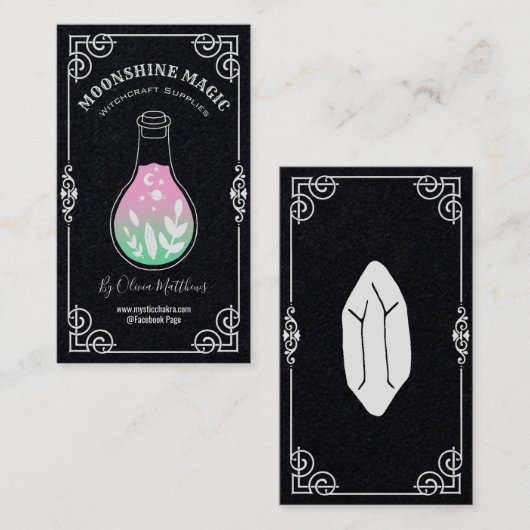 Spell Jar Black Witchcraft Visitekaartje (Voorkant / Achterkant)