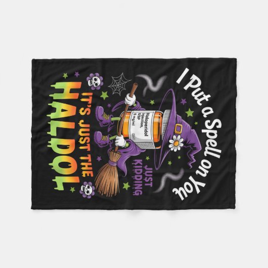 Spell Just Kidding Haldol Halloween Nurse Rn Icu  Fleece Deken (Voorkant (Horizontaal))