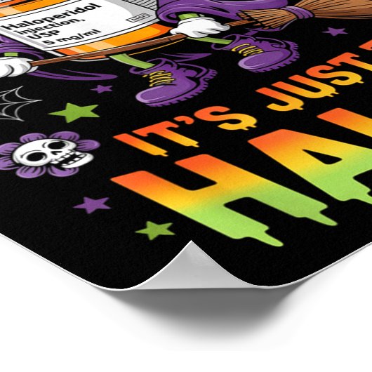 Spell Just Kidding Haldol Halloween Nurse Rn Icu Poster (Hoek)