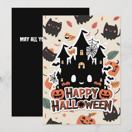 Spell Magisch Gelukkig Halloween Feestdagenkaart (Voorkant / Achterkant)
