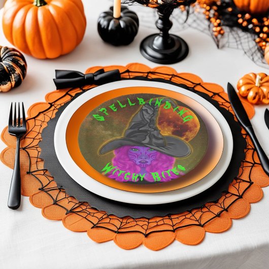 Spellbindende Witchy Bites Halloween Witch Party Papieren Bordje