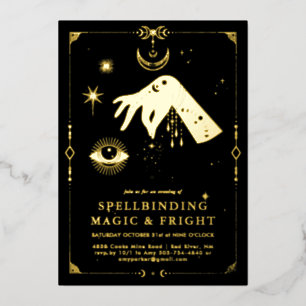Spellbinding occult Magisch   Elegant Halloween Folie Uitnodiging