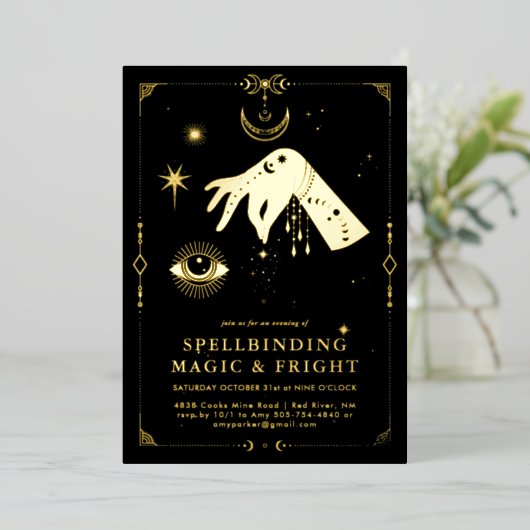 Spellbinding occult Magisch | Elegant Halloween Folie Uitnodiging (Staand Voorkant)