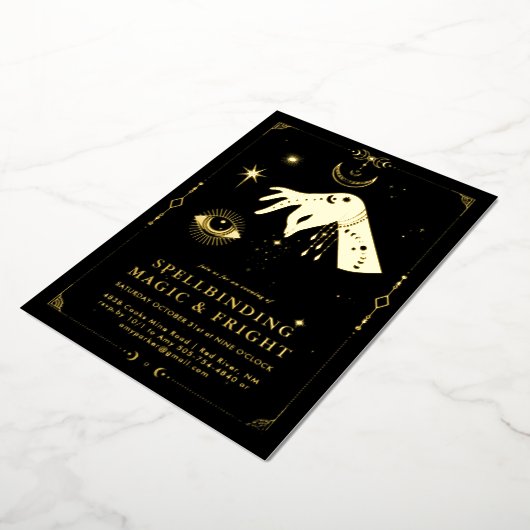 Spellbinding occult Magisch | Elegant Halloween Folie Uitnodiging (Gedraaid)