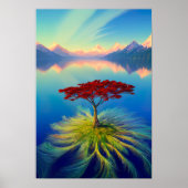 Spellbinding Tree Growing on the Enchanted Lake Poster (Voorkant)