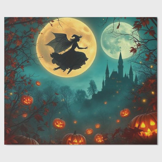Spellbinding Wicked Halloween Moon Wrap 🌕 Cadeaupapier (Vlak)