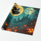 Spellbinding Wicked Halloween Moon Wrap 🌕 Cadeaupapier (Uitgerold)