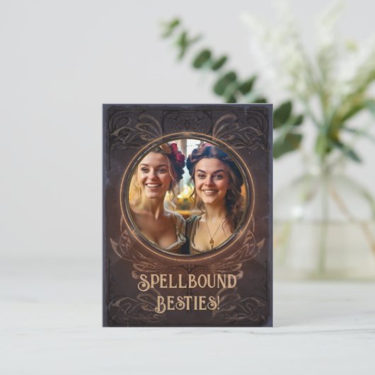 Spellbound besties - Witchy middeleeuwse herinneri Briefkaart (Staand voorkant)