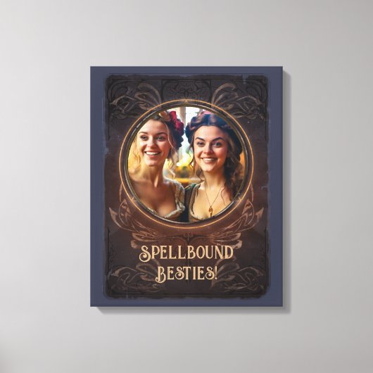 Spellbound besties - Witchy middeleeuwse herinneri Canvas Afdruk (Voorkant)
