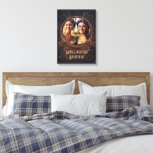 Spellbound besties - Witchy middeleeuwse herinneri Canvas Afdruk (Insitu (Slaapkamer))