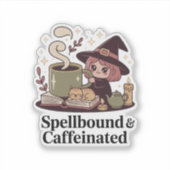 Spellbound & Cafeïnehoudende - Gezellige Heks Thee Sticker (Voorkant)