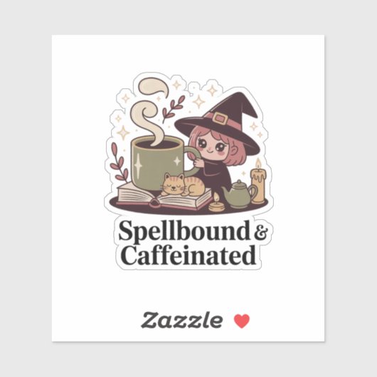 Spellbound & Cafeïnehoudende - Gezellige Heks Thee Sticker (Vel)