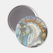 Spellbound Dapped Unicorn HALLOWEEN MAGNET Round (Voorkant / Achterkant)