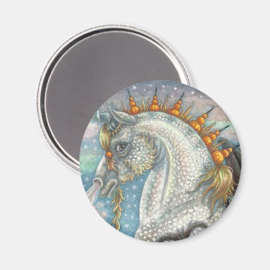 Spellbound Dapped Unicorn HALLOWEEN MAGNET Round (Voorkant / Achterkant)