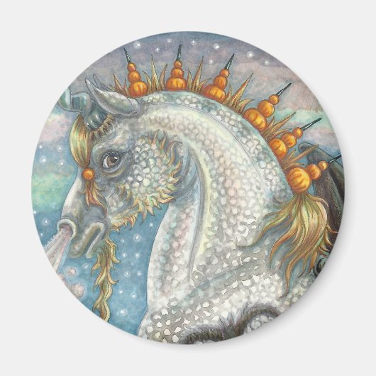 Spellbound Dapped Unicorn HALLOWEEN MAGNET Round (Voorkant)