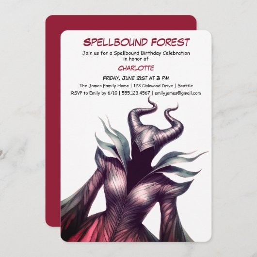 Spellbound Forest – Dark Fairy Birthday Party Kaart (Voorkant / Achterkant)