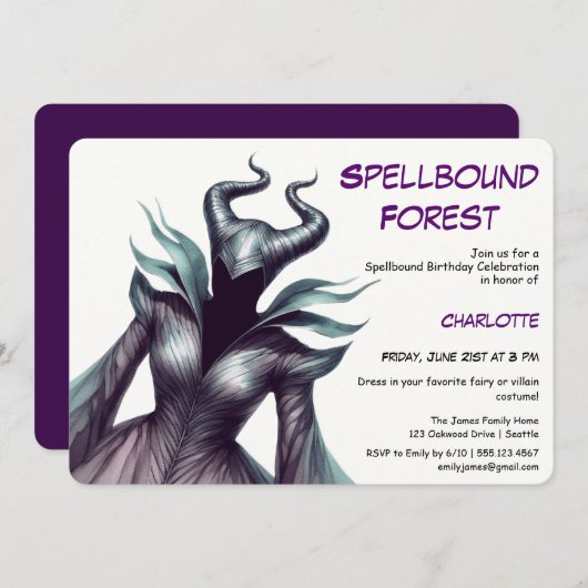 Spellbound Forest – Dark Fairy Birthday Party Kaart (Voorkant / Achterkant)
