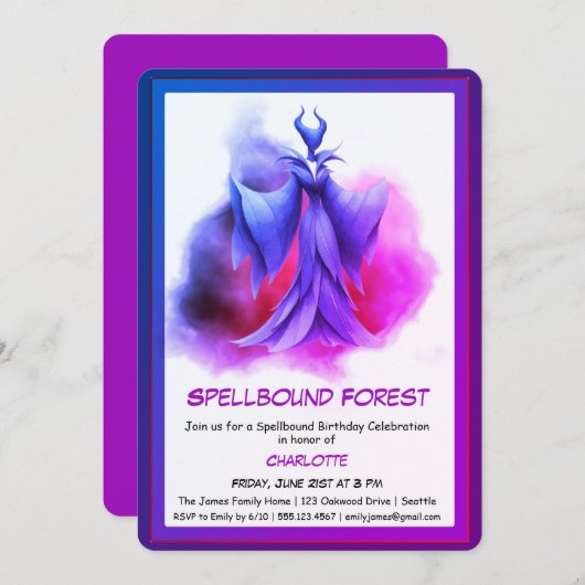 Spellbound Forest – Dark Fairy Birthday Party Kaart (Voorkant / Achterkant)