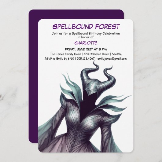Spellbound Forest – Dark Fairy Birthday Party  Kaart (Voorkant / Achterkant)