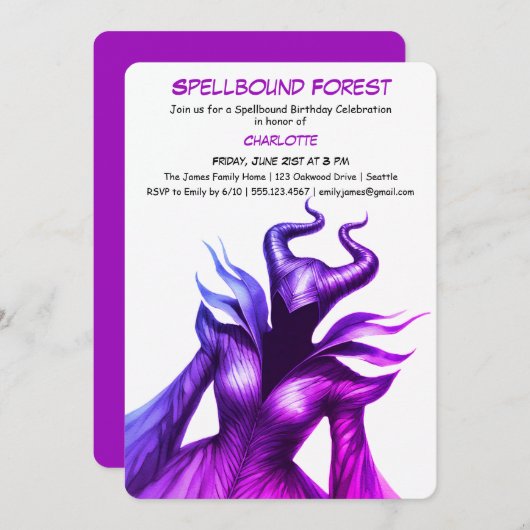 Spellbound Forest – Dark Fairy Birthday Party  Kaart (Voorkant / Achterkant)