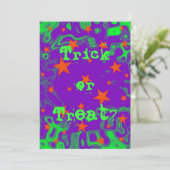 Spellbound paarse 'Trick or treat?'-uitnodiging Kaart (Staand voorkant)