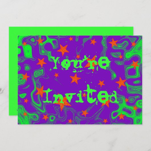 Spellbound paarse 'You're Uitnodigd'-uitnodiging Kaart (Voorkant / Achterkant)