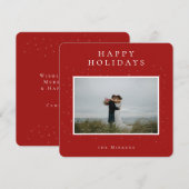 Spellbound Winter Photo Holiday Kaart | Rood (Voorkant / Achterkant)
