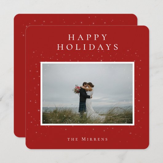 Spellbound Winter Photo Holiday Kaart | Rood (Voorkant / Achterkant)