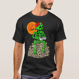 Spellen met skeletspeling op Botten Gameboy Skull  T-shirt